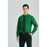 Men's Shirt with Tie Handkerchief Set - GREEN/BLACK