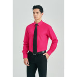 Men's Shirt with Tie Handkerchief Set - HOT PINK