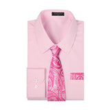 Men's Shirt with Tie Handkerchief Set - PINK