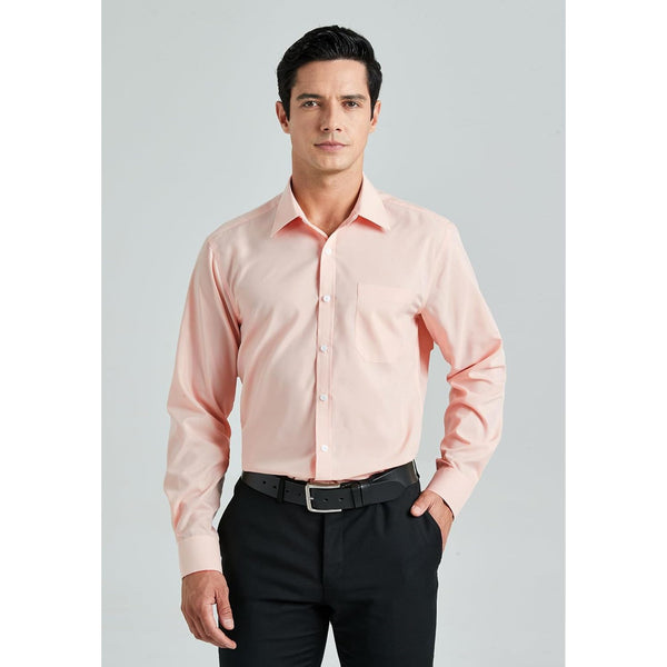 Men's Dress Shirt with Pocket - LIGHT ORANGE