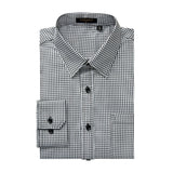 Men's Casual Long Sleeve Plaid Shirt - BLACK