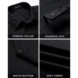 Men's Shirt with Tie Handkerchief Set - BLACK-4