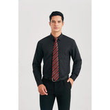 Men's Shirt with Tie Handkerchief Set - BLACK/RED