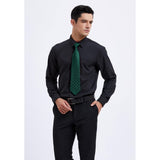 Men's Shirt with Tie Handkerchief Set - BLACK/GREEN