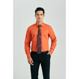 Men's Shirt with Tie Handkerchief Set - ORANGE/PAISLEY