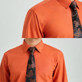 Men's Shirt with Tie Handkerchief Set - ORANGE