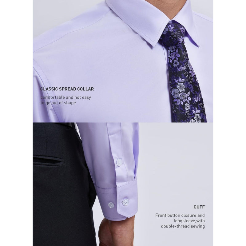 Men's Shirt with Tie Handkerchief Set - LAVENDER