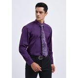 Men's Shirt with Tie Handkerchief Set - PURPLE