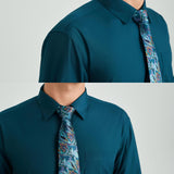 Men's Shirt with Tie Handkerchief Set - TEAL