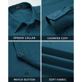 Men's Shirt with Tie Handkerchief Set - TEAL