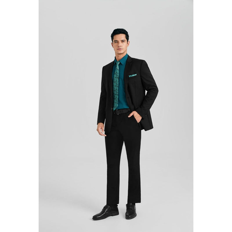 Men's Shirt with Tie Handkerchief Set - TEAL/PAISLEY