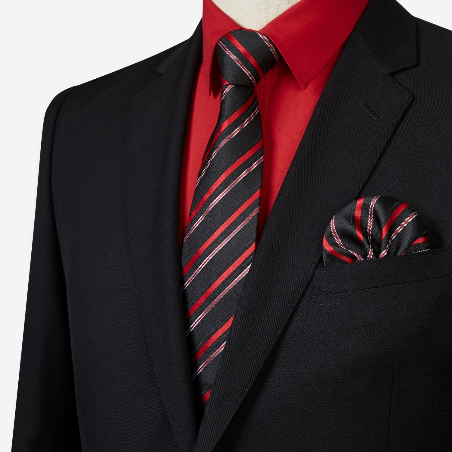 Hisdern Non-iron Red Dress Shirt and Striped Tie