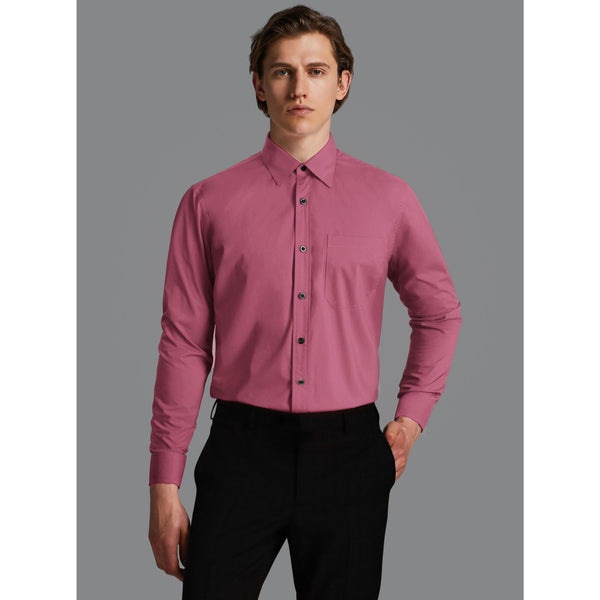 Men's Dress Shirt with Pocket - DARK PINK