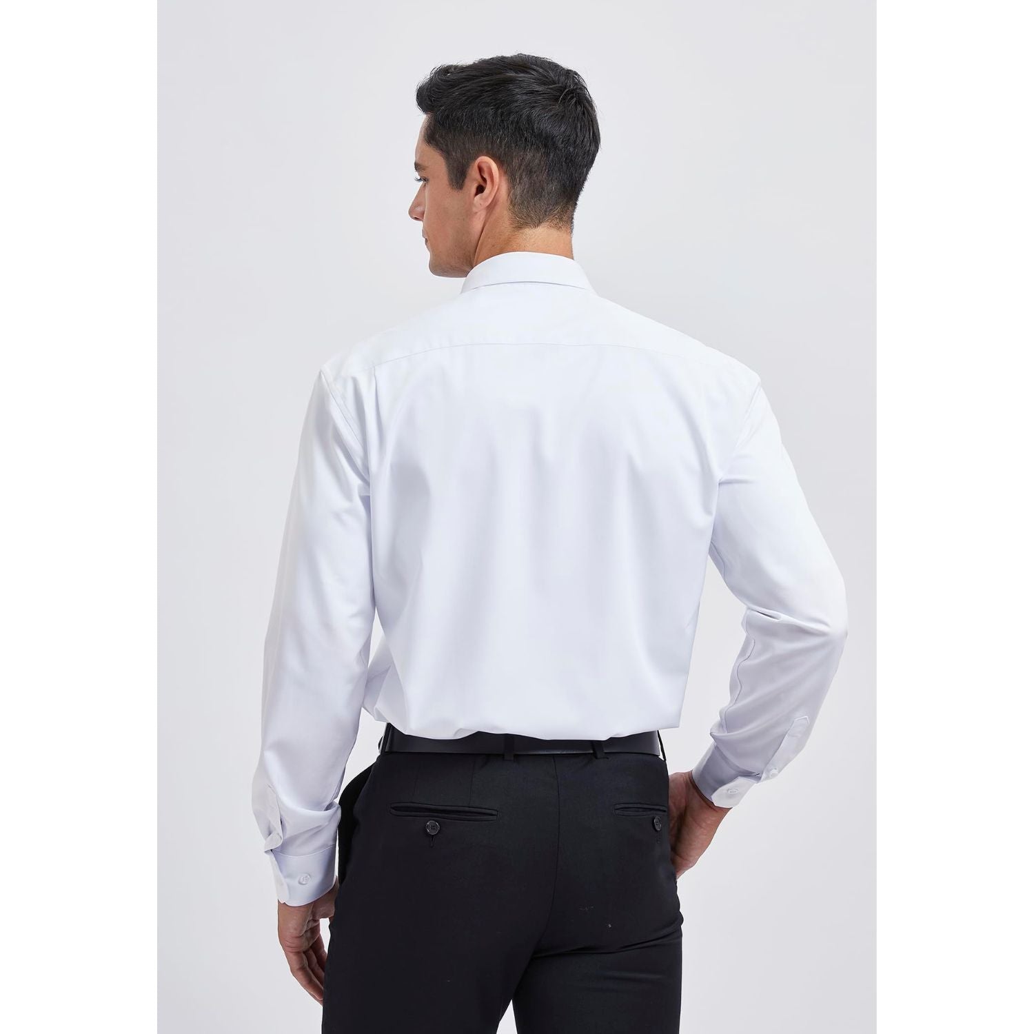 Hisdern Men's Dress Shirt Bamboo Fiber Shirt Regular Fit White for Business