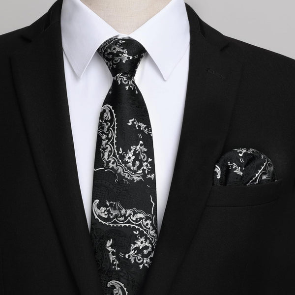 Men's Shirt with Tie Handkerchief Set - WHITE/PAISLEY