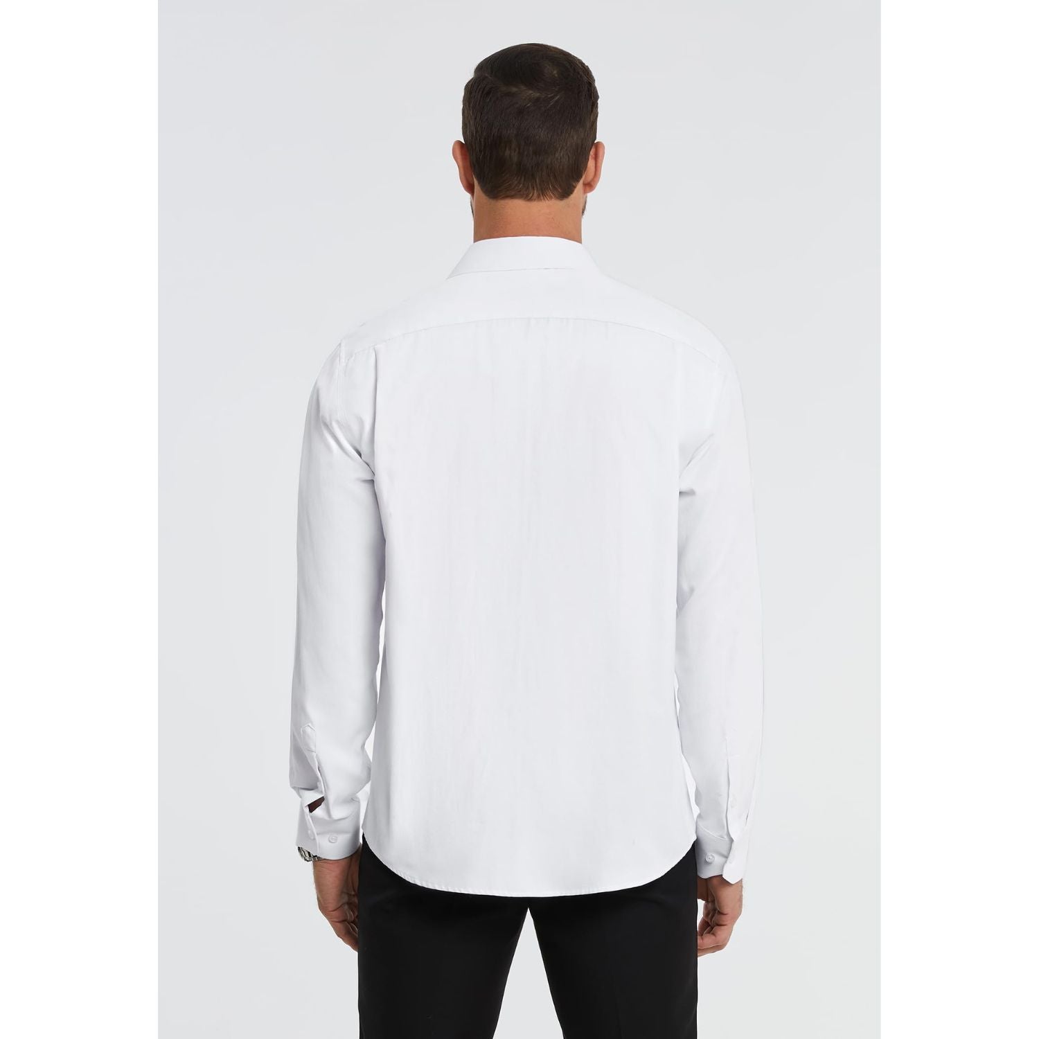 Hisdern Men's White Dress Shirt with Pocket - Formal & Casual