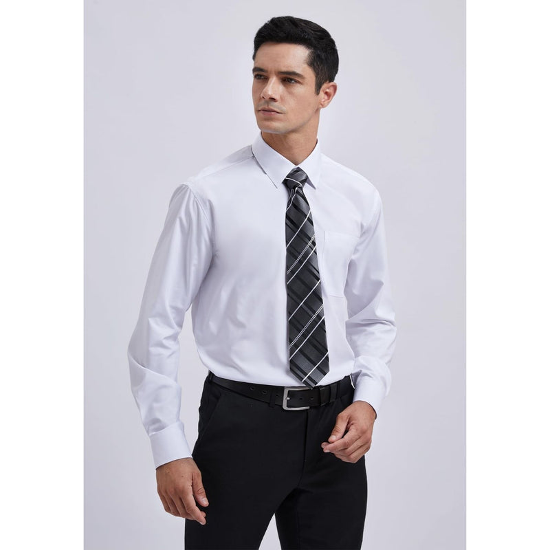 Men's Shirt with Tie Handkerchief Set - WHITE