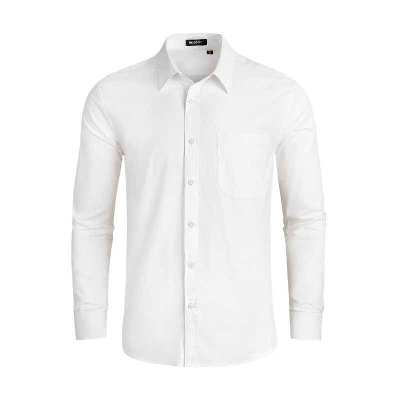 Men's Dress Shirt with Pocket - WHITE