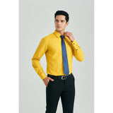 Men's Shirt with Tie Handkerchief Set - YELLOW