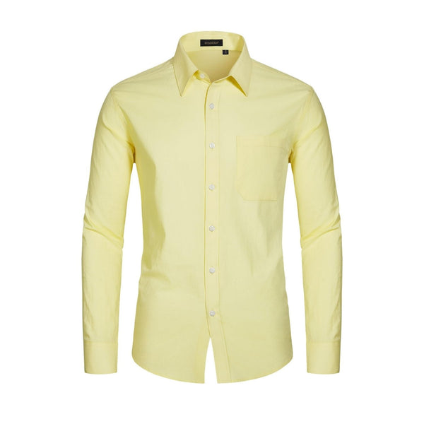 Men's Dress Shirt with Pocket - Y-LIGHT YELLOW