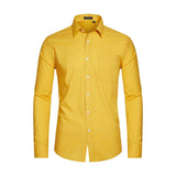 Men's Dress Shirt with Pocket - Y-BRIGHT YELLOW