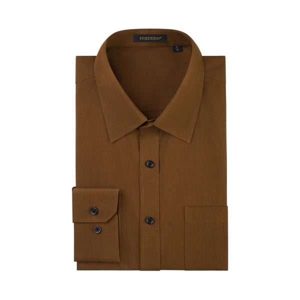 Men's Dress Shirt with Pocket - Z-BROWN