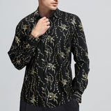 Men's Long Sleeve Shirt With Printing - TJ-BLACK