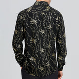 Men's Long Sleeve Shirt With Printing - TJ-BLACK