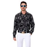 Men's Long Sleeve Shirt With Printing - Y-WHITE/BLACK