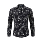 Men's Long Sleeve Shirt With Printing - Y-WHITE/BLACK