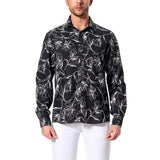 Men's Long Sleeve Shirt With Printing - Y-WHITE/BLACK