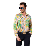 Men's Long Sleeve Shirt With Printing - Y-PINK/GREEN