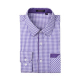 Men's Casual Long Sleeve Plaid Shirt - G-PURPLE