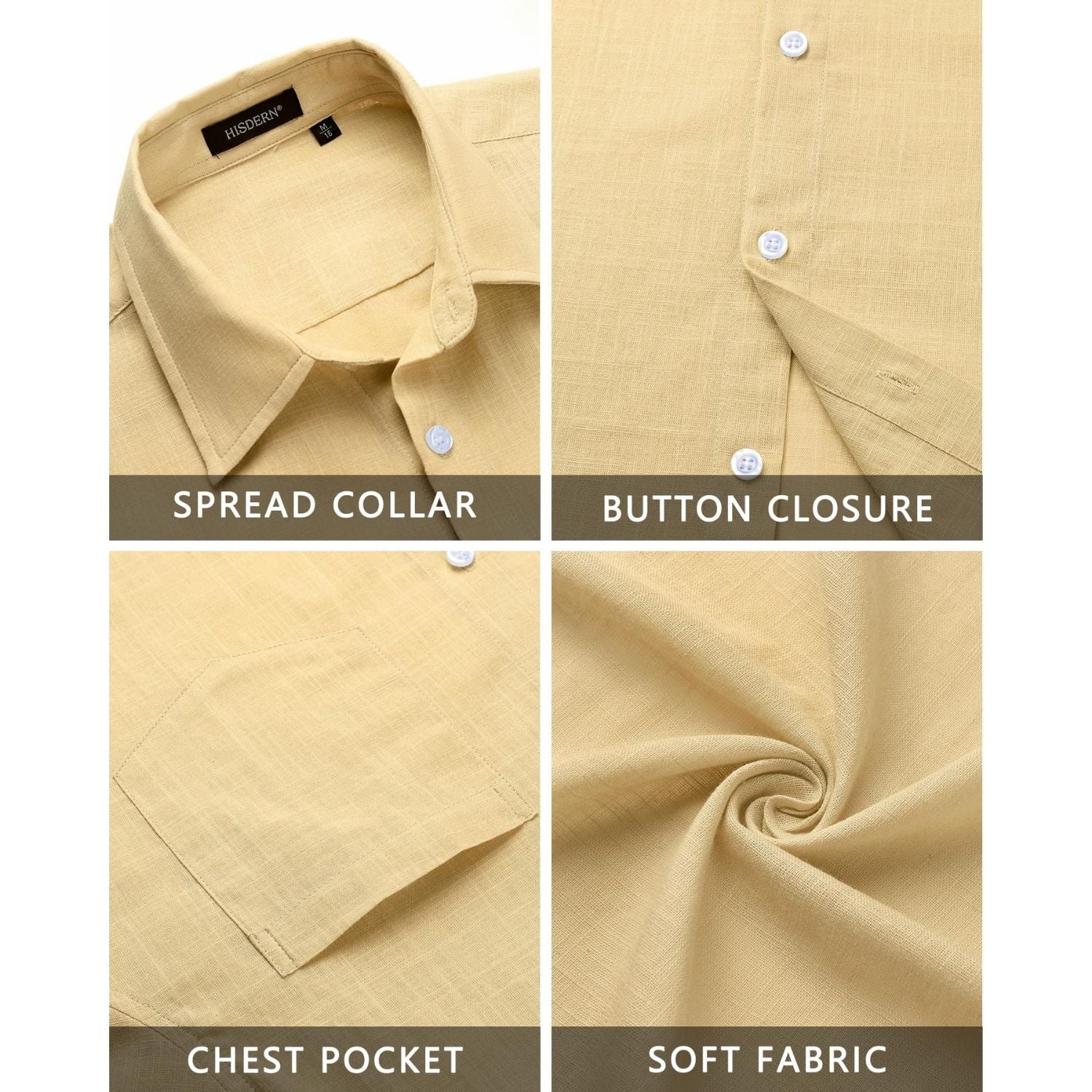 Men's Long Sleeve Beige Casual Linen Shirts for Summer Beach