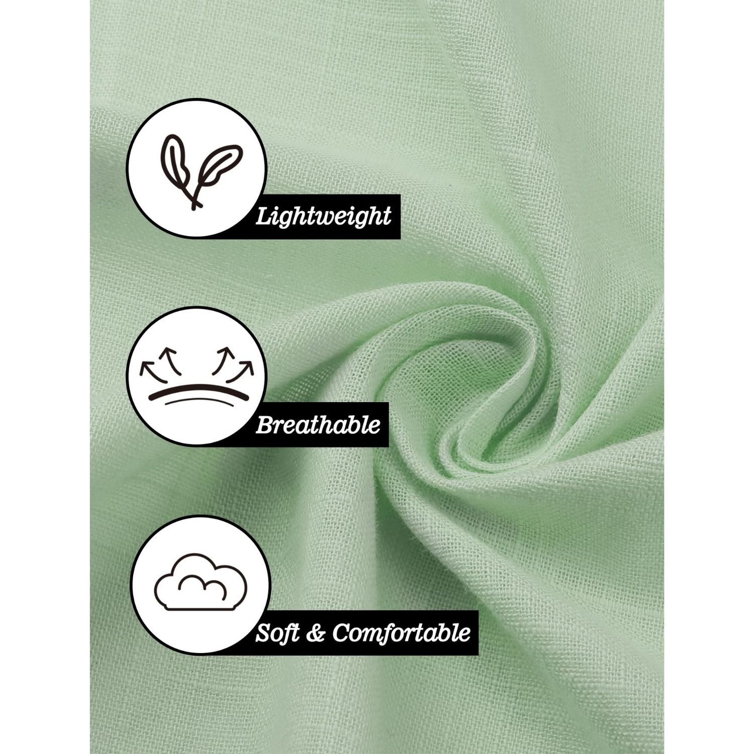 Hisdern Men's Long Sleeve Sage Green Casual Linen Shirts for Summer Beach