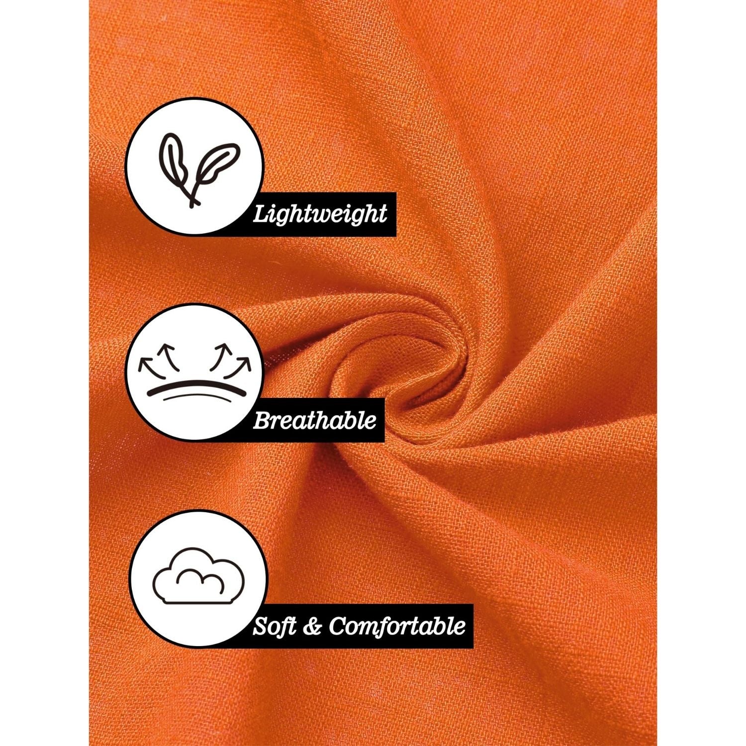 Hisdern Men's Long Sleeve Orange Casual Linen Shirts for Summer Beach