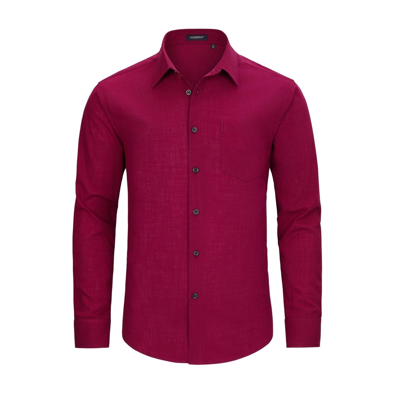 Men's Long Sleeve Red Casual Linen Shirts for Summer Beach