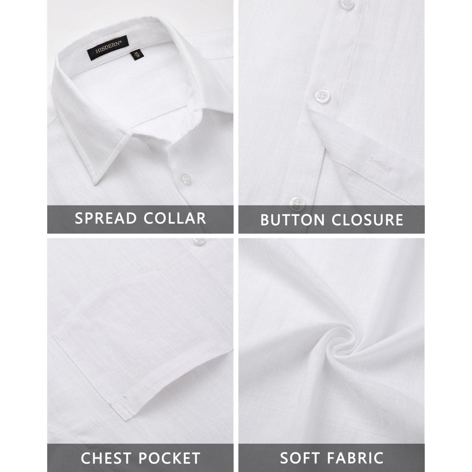 Men's Long Sleeve White Casual Linen Shirts for Summer Beach