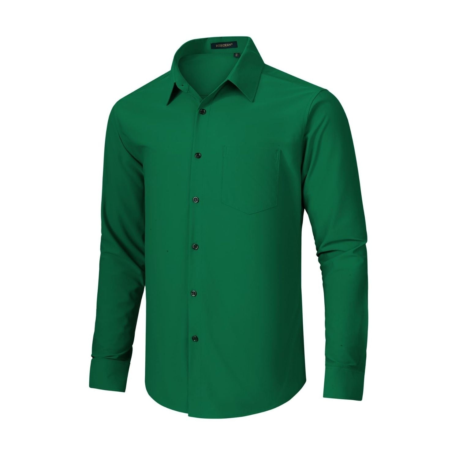 Hisdern Men's Stretch Wrinkle Free Dress Shirts Long Sleeve Non-Iron Green for Work