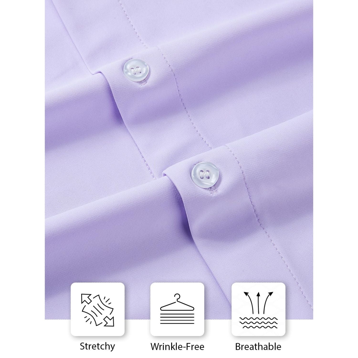 Hisdern Men's Stretch Wrinkle Free Dress Shirts Long Sleeve Non-Iron Lavender for Work