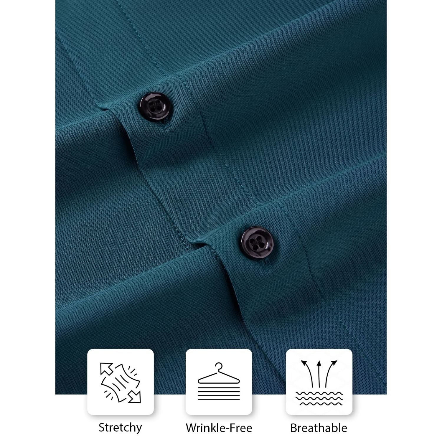 Hisdern Men's Stretch Wrinkle Free Dress Shirts Long Sleeve Non-Iron Navy Blue for Work