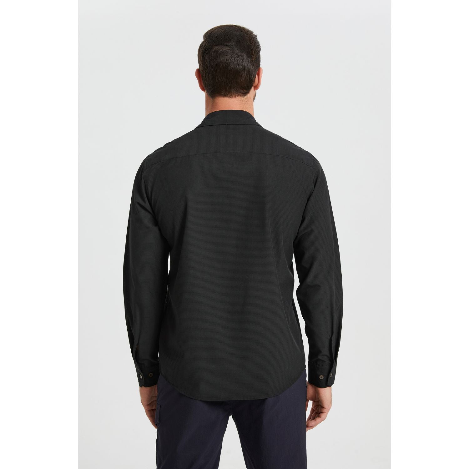 Hisdern Men's Sun Protection Black Fishing Shirt UPF 50+ for Fishing Hiking