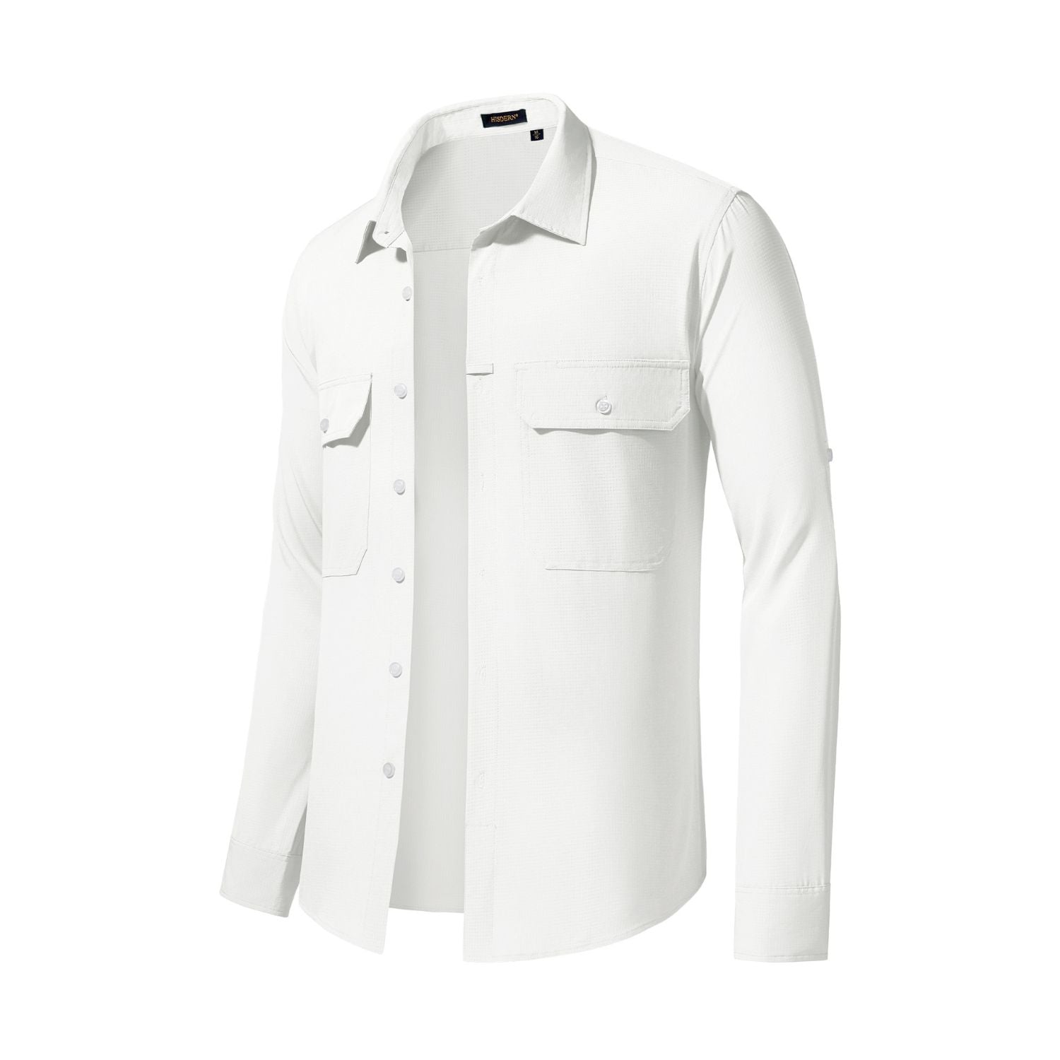 Hisdern Men's Sun Protection White Fishing Shirt UPF 50+ for Fishing Hiking