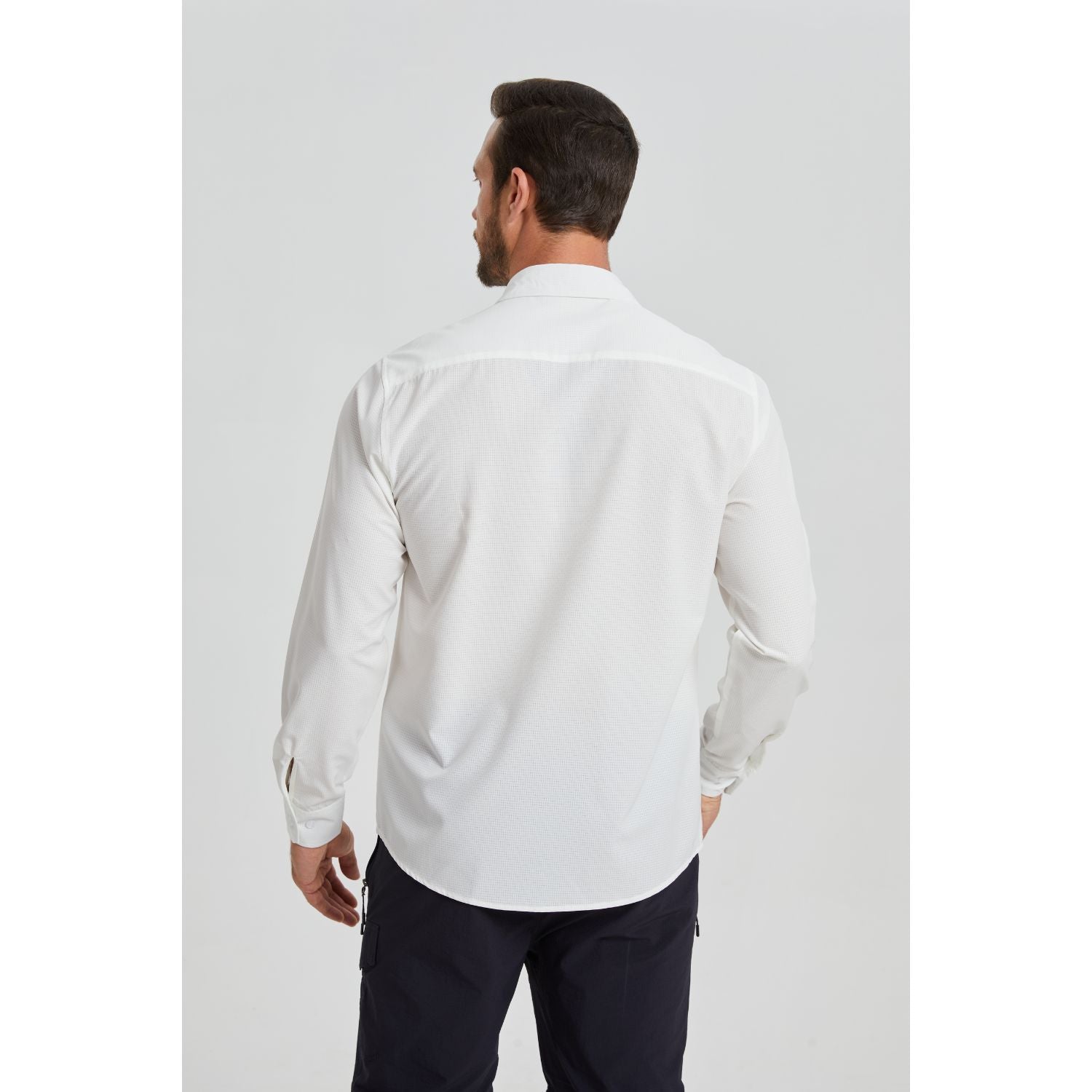 Hisdern Men's Sun Protection White Fishing Shirt UPF 50+ for Fishing Hiking