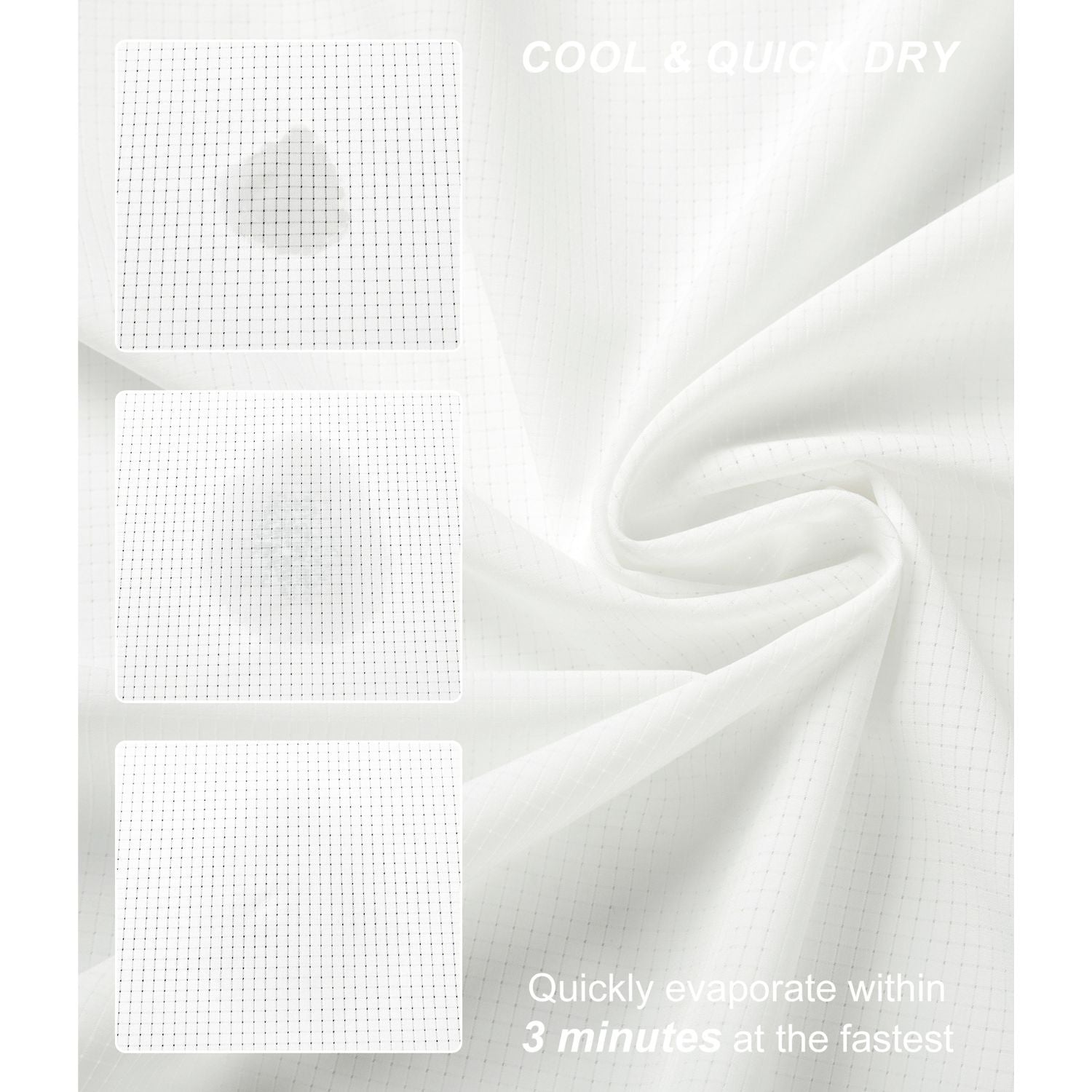 Hisdern Men's Sun Protection White Fishing Shirt UPF 50+ for Fishing Hiking