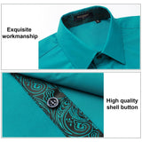 Men's Patchwork Dress Shirt with Pocket - PEACOCK BLUE