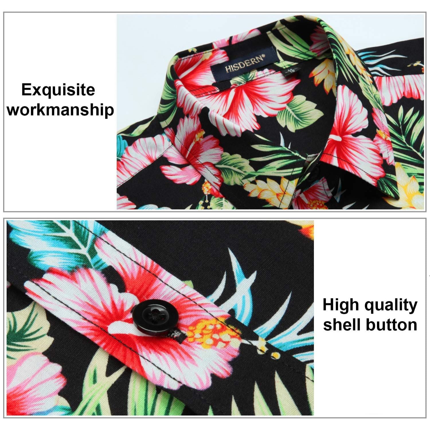 Funky Hawaiian Shirts with Pocket - BLACK-1