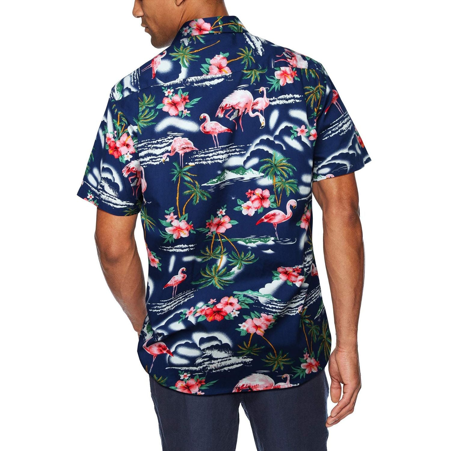 Funky Hawaiian Shirts with Pocket - NAVY BLUE-1