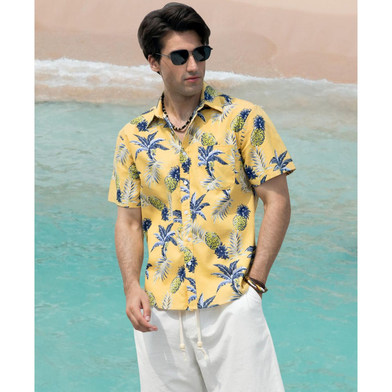 Funky Hawaiian Shirts with Pocket - YELLOW-2