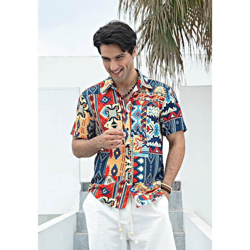 Funky Hawaiian Shirts with Pocket - COLORFUL